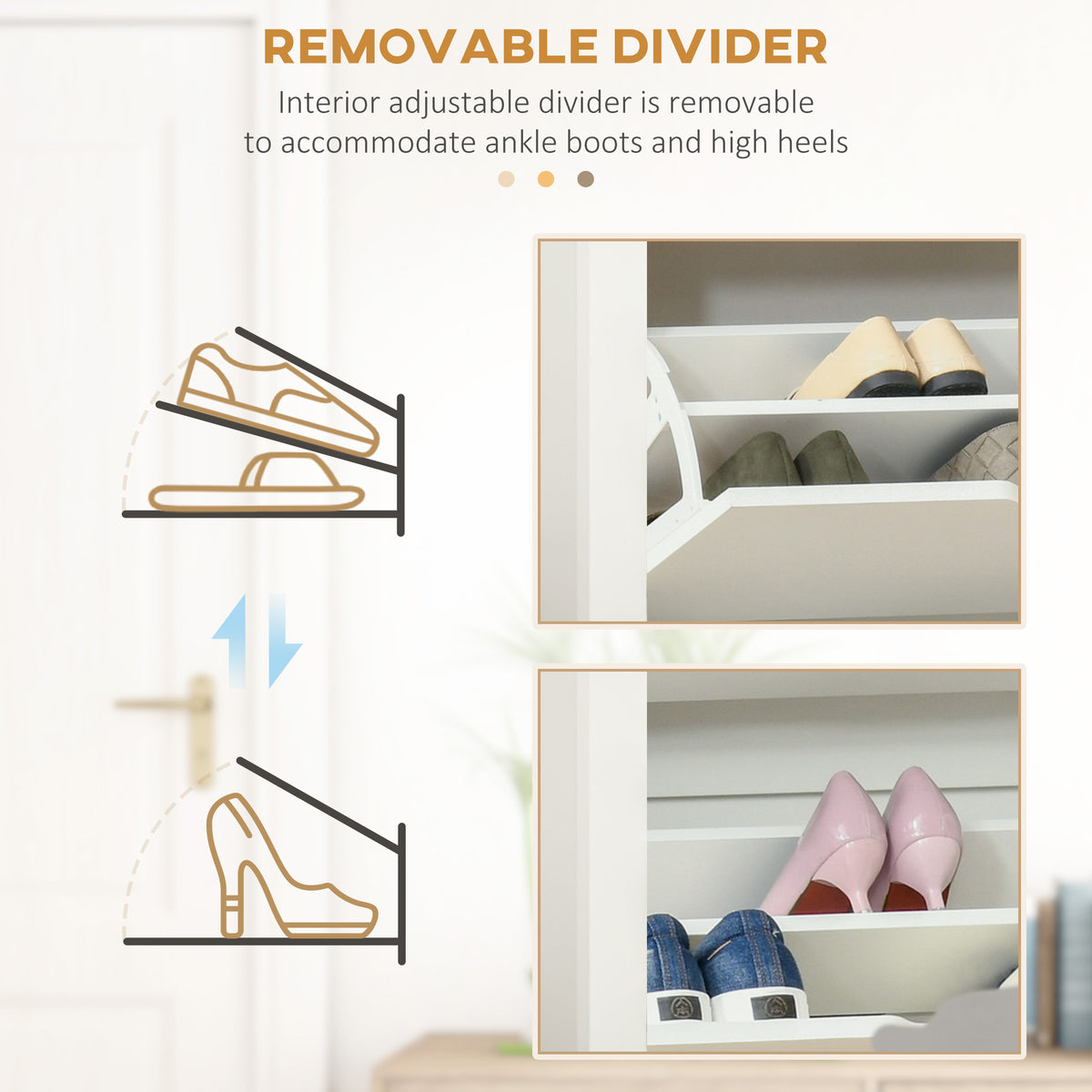 Shoe Storage Cabinet with 2 Flip Drawers – 28"W x 31"H