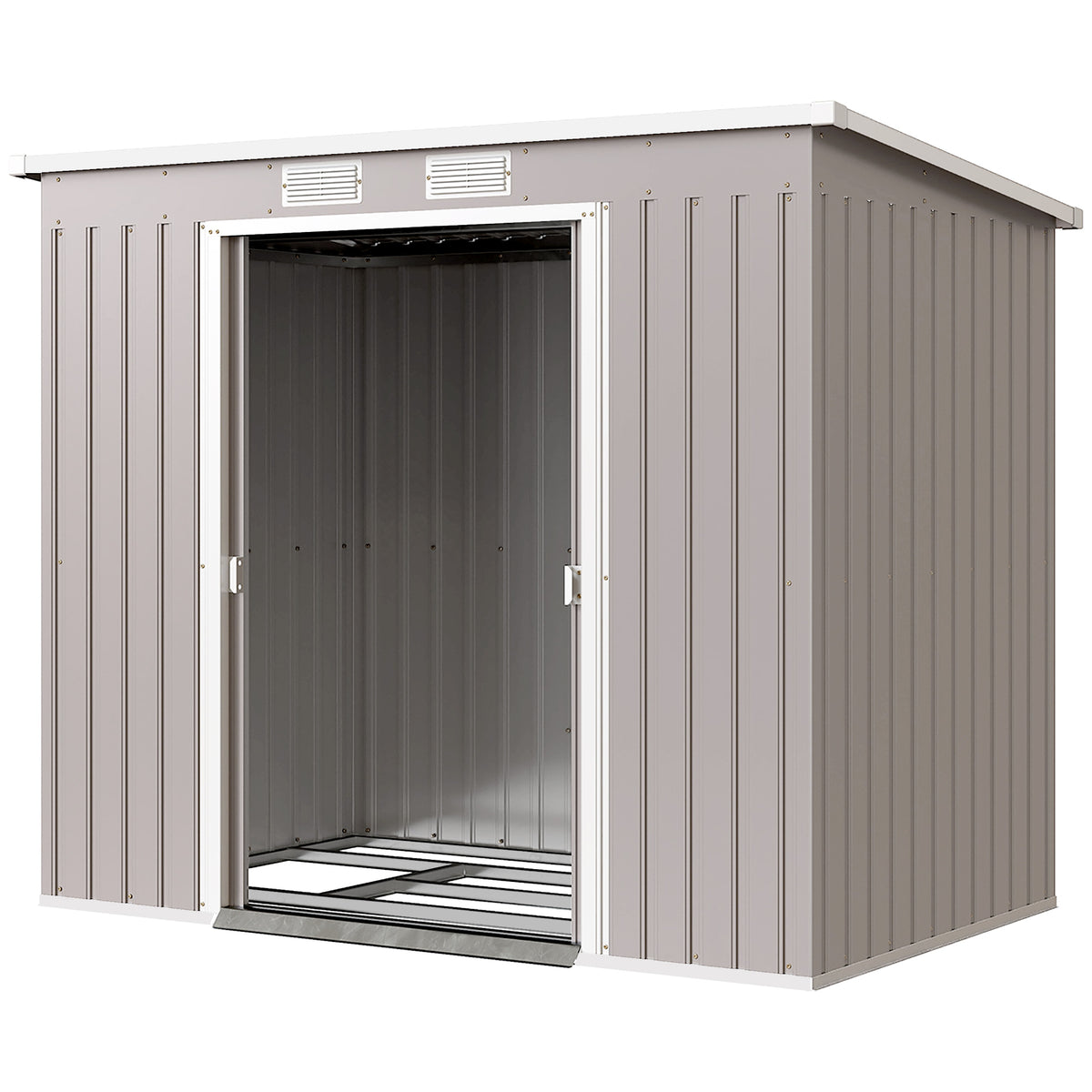 7 x 4ft Galvanised Steel Garden Shed, with Foundation Kit - – Grey