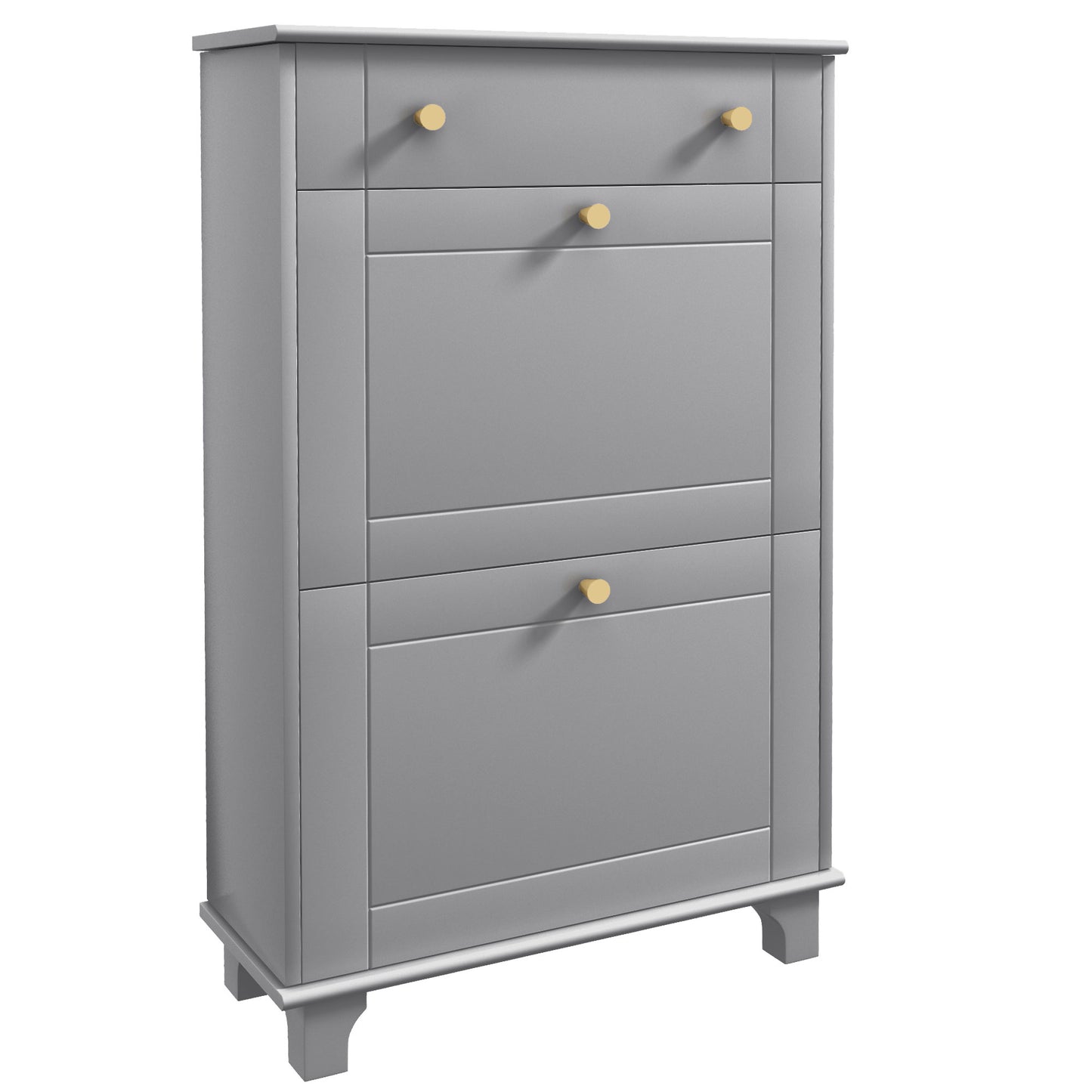 HOMCOM Slim Grey Shoe Storage Cabinet with 2 Flip Drawers, Adjustable Shelves, 8 Pair Capacity