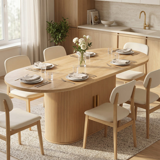 71" Modern Farmhouse Dining Table with Under-Table Tambour Cabinet