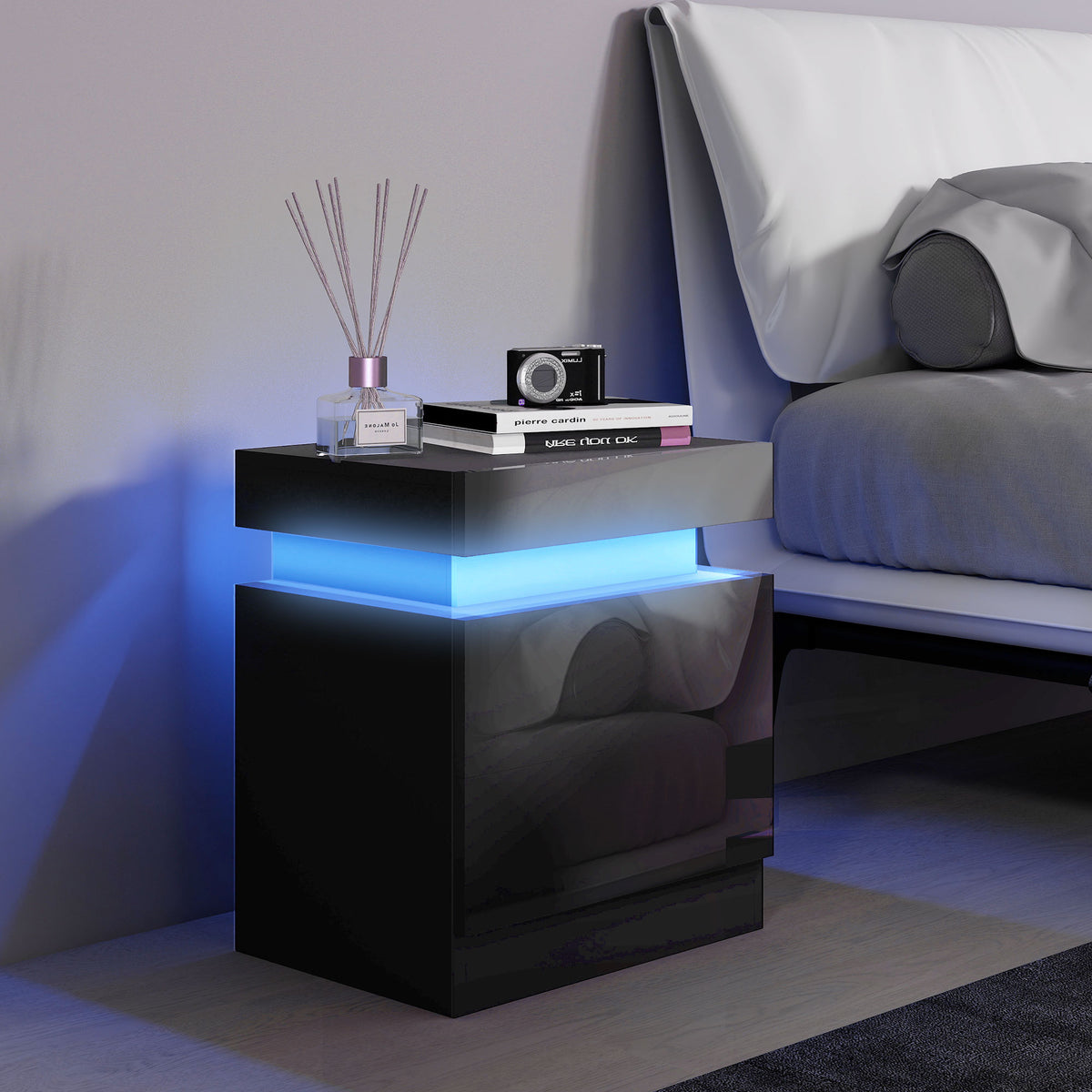 LED Nightstand with 2 Drawers – 18"W x 21"H
