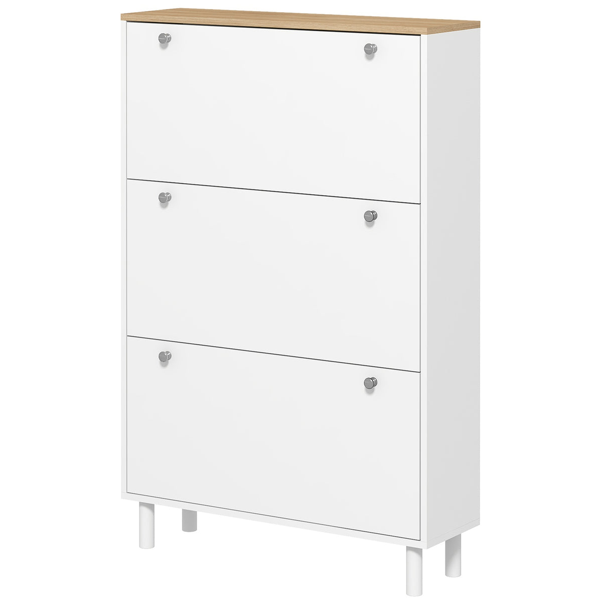 Modern Entryway Shoe Cabinet with 3 Flip Drawers – 32"W x 48"H