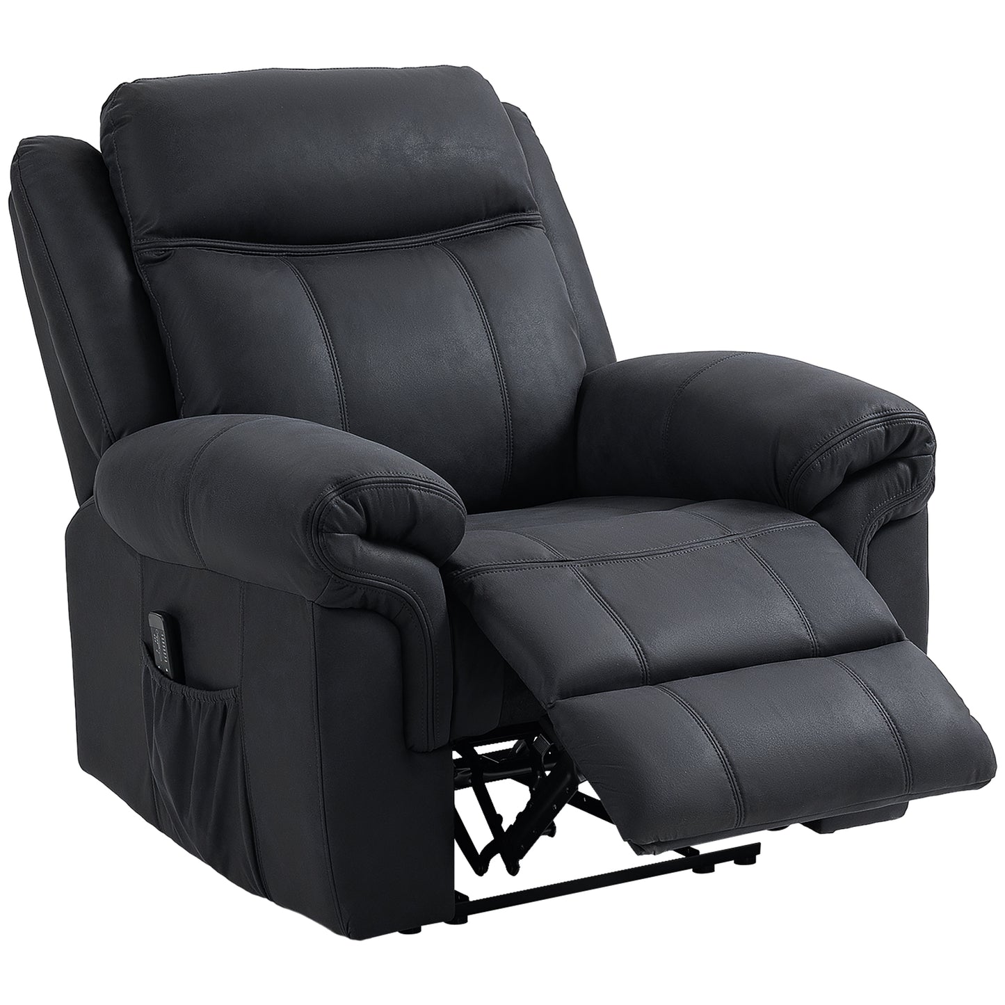 HOMCOM Black Microfiber Manual Recliner Chair with Vibration Massage, Side Pockets