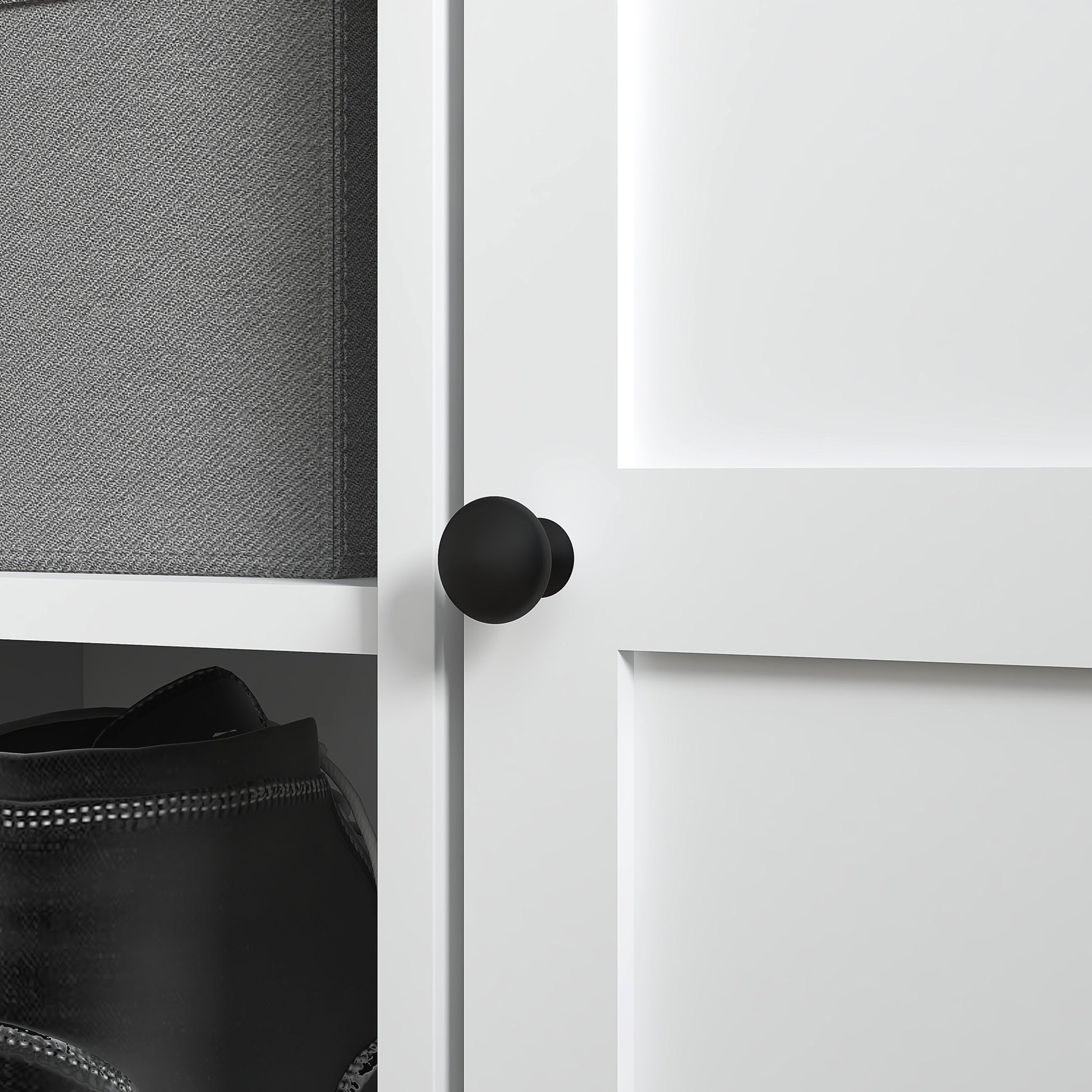 HOMCOM Entryway Shoe Storage Bench with Cushioned Seat, Adjustable Shelves, White