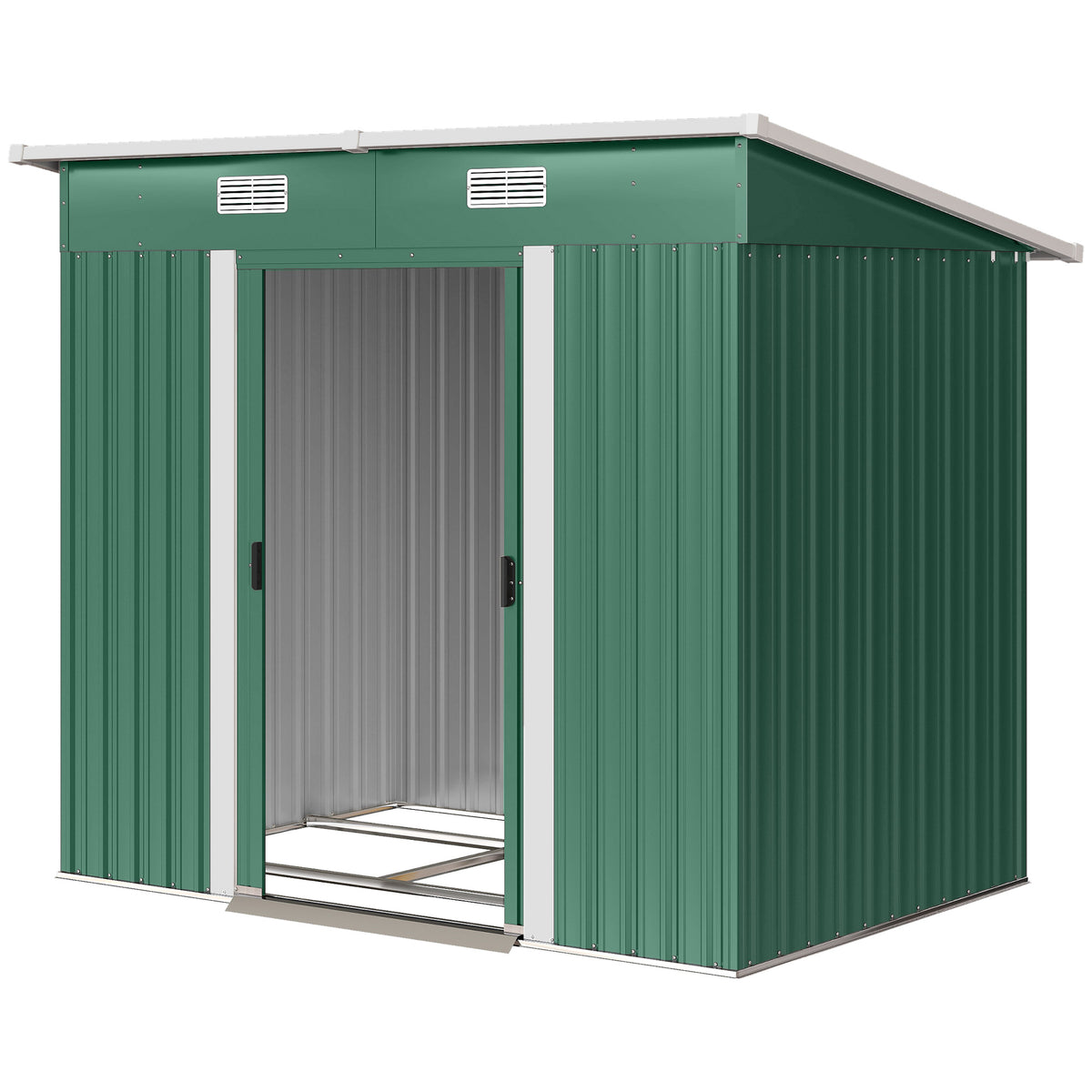 7'x 4' Metal Patio Storage Shed Garden Lockable Shed Tool Utility Storage Unit – 79.9" L x 51.2" W x 71.7" H – Green
