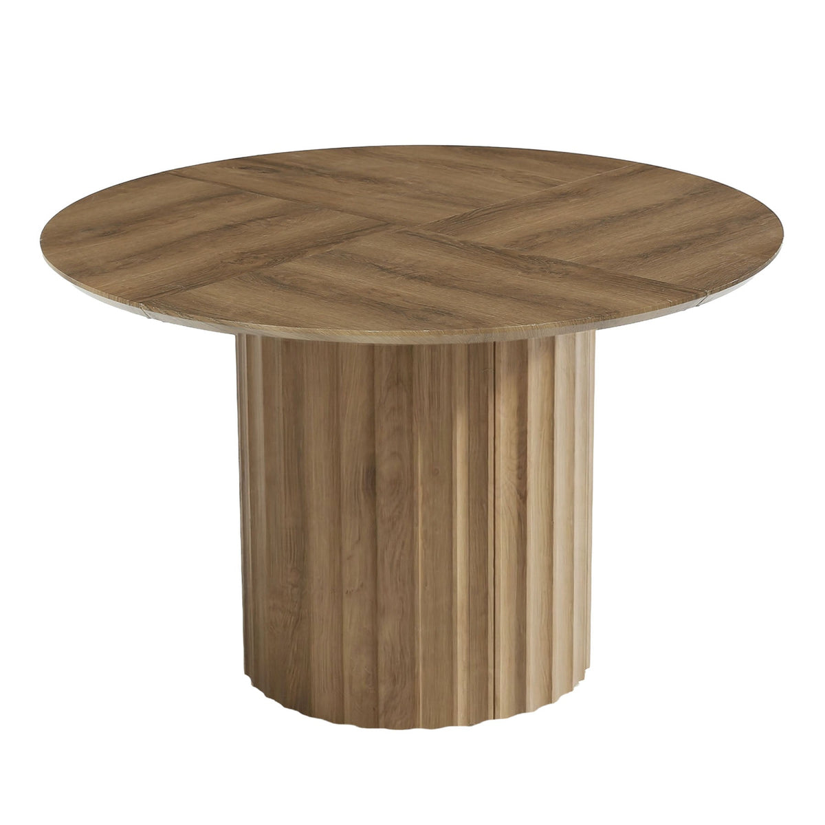 47" Round Dining Table for 4-6, Modern Kitchen Table with Fluted Pedestal Base for Dining Room