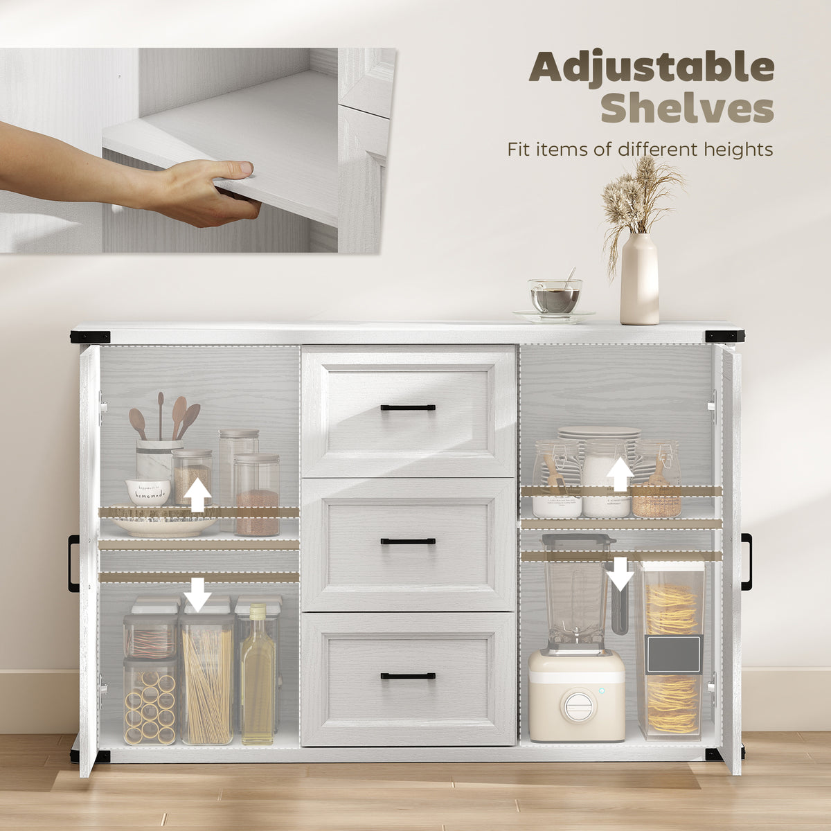 Sideboard with 3 Drawers and 2 Doors – 47"W x 30"H