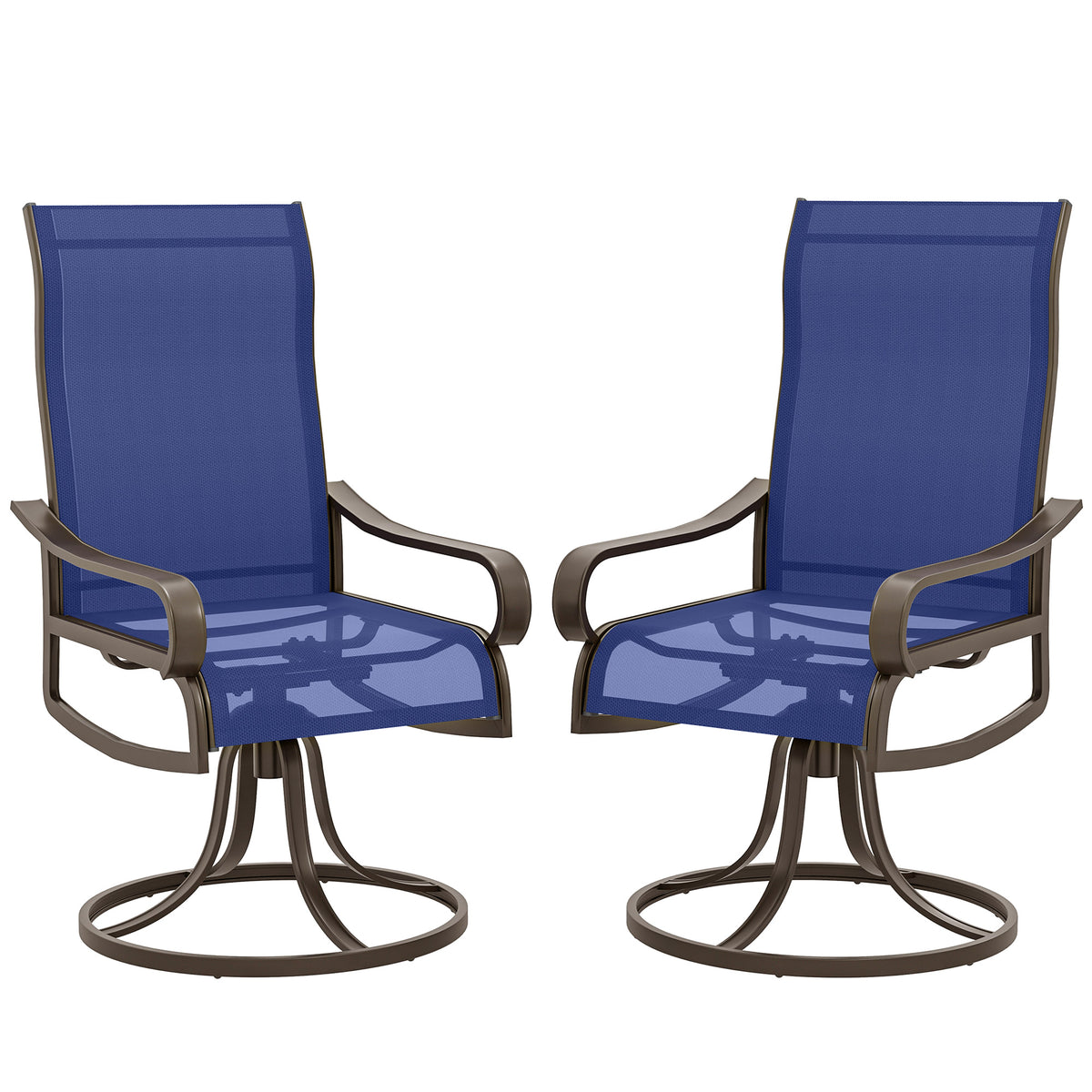 Patio Dining Chairs Set of 2, 360° Swivel Rocking Outdoor Chairs with Armrests, Breathable Mesh