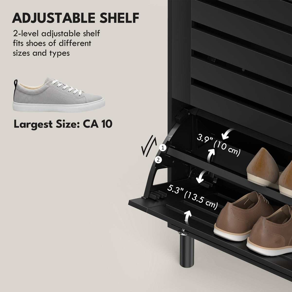 Narrow Shoe Cabinet with 3 Flip Drawers – 31"W x 48"H
