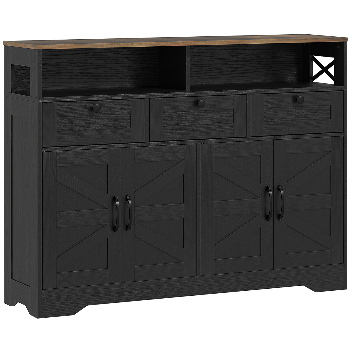 Buffet Cabinet with 4 Barn Doors and 3 Drawers – 47"W x 35"H