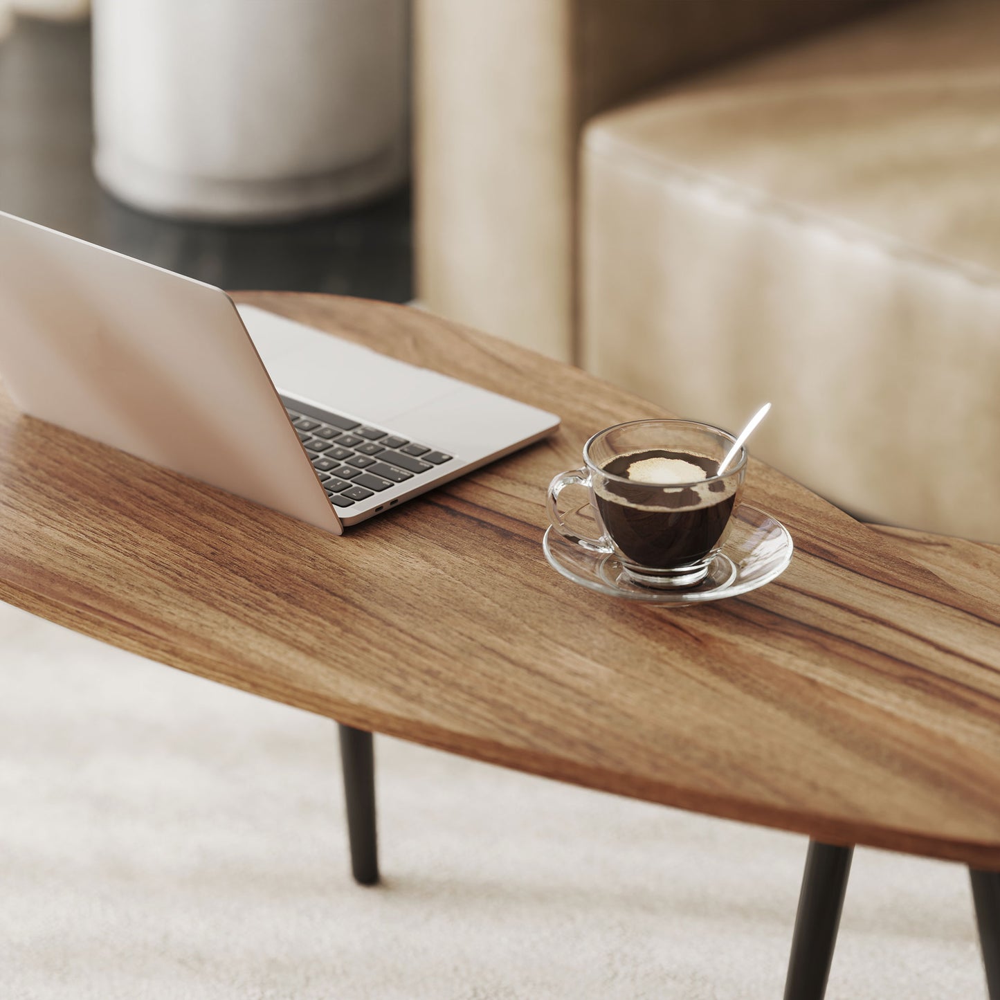 HOMCOM Industrial 2-Piece Nesting Coffee Table Set, Brown Wood-Effect Steel Legs