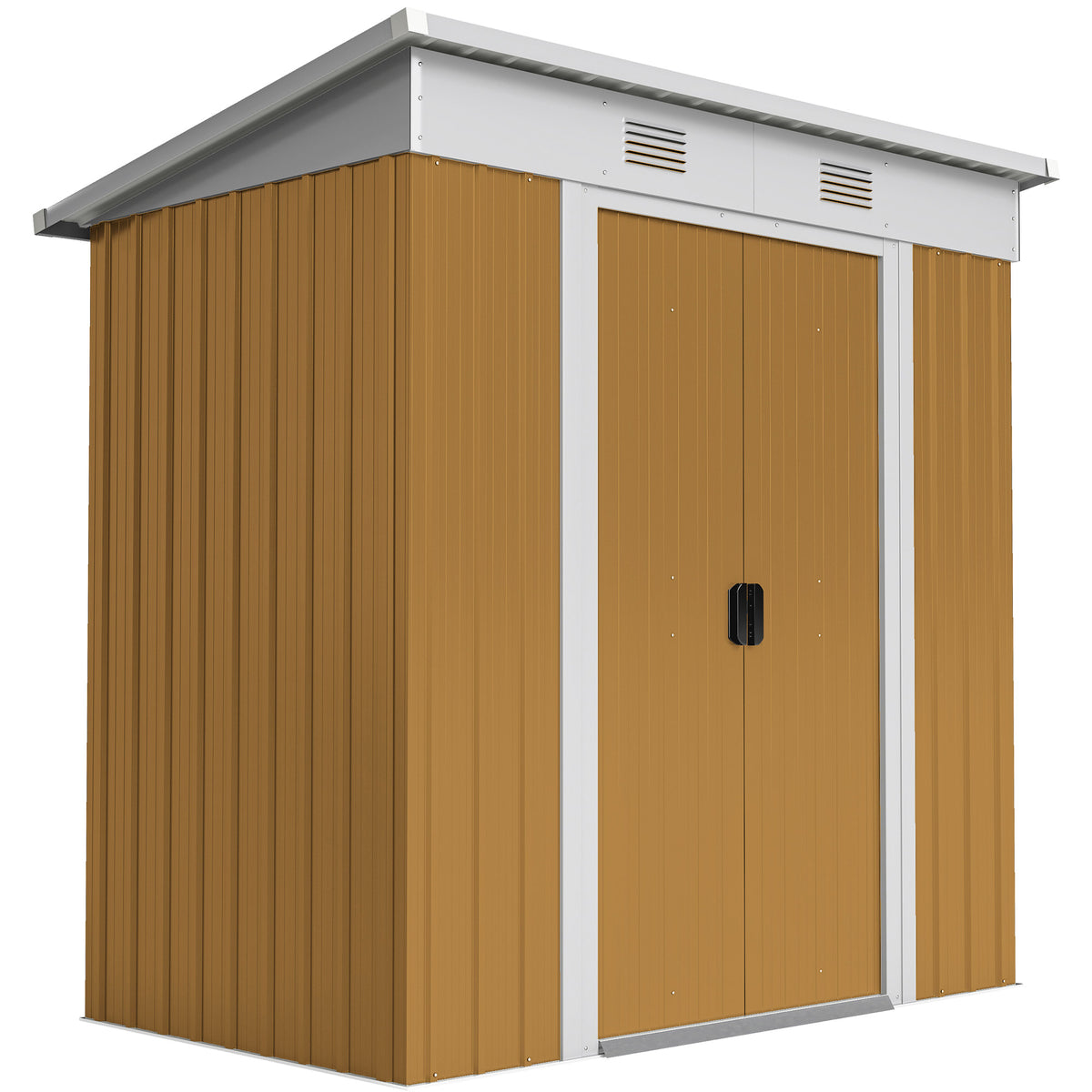 6' x 4' Outdoor Storage Shed, Metal Garden Shed with Lockable Sliding Doors and Vents – Yellow