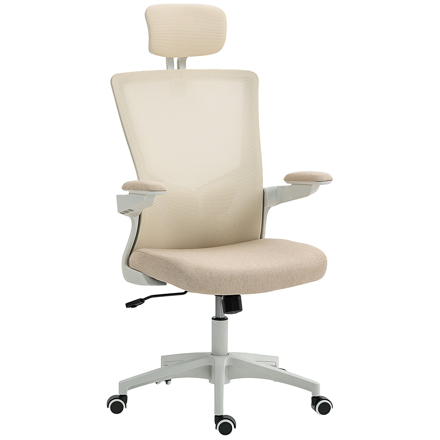 HOMCOM Ergonomic Swivel Desk Chair with Adjustable Lumbar Support & Flip-up Armrests