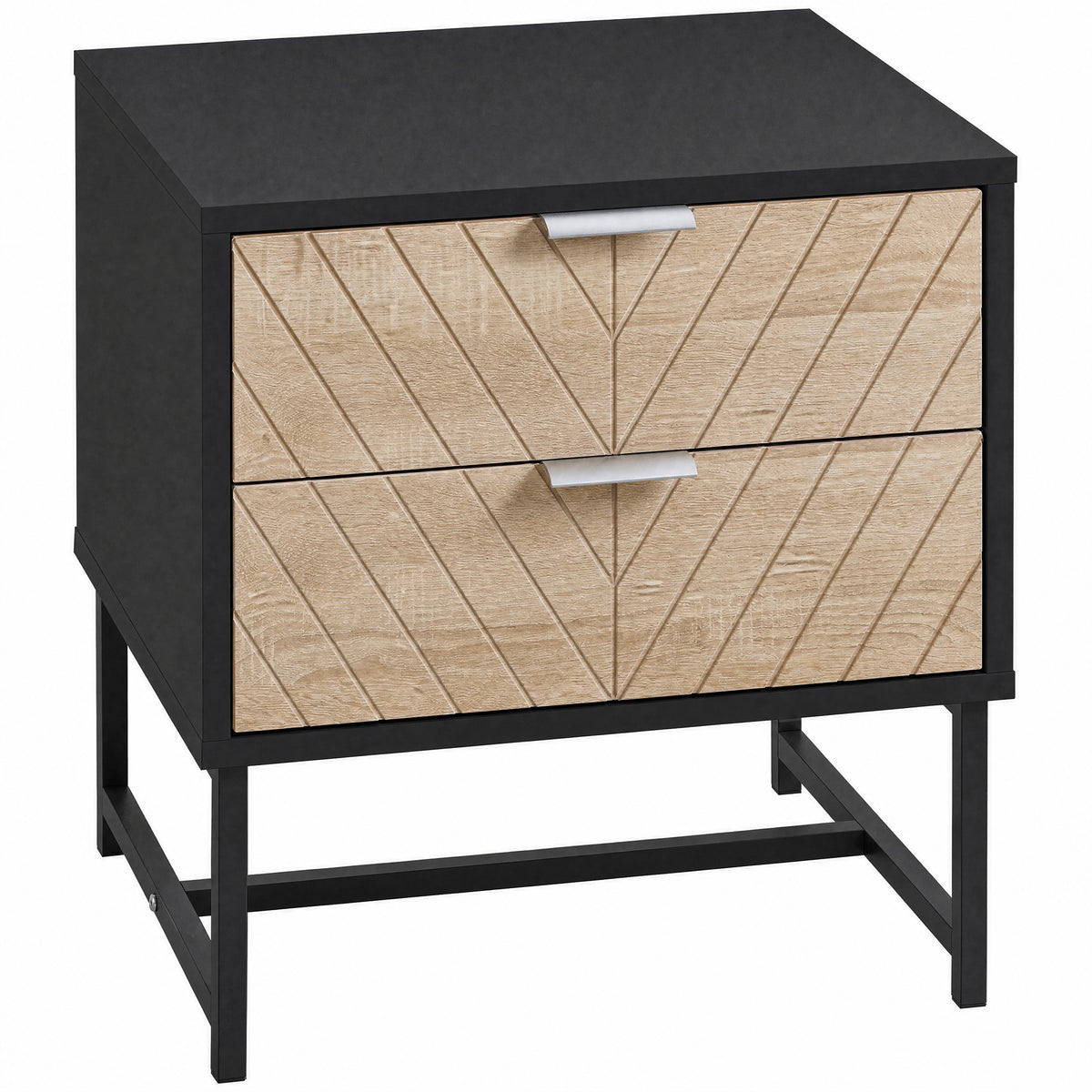 2-Drawer Nightstand with Steel Frame – 18"W x 19"H