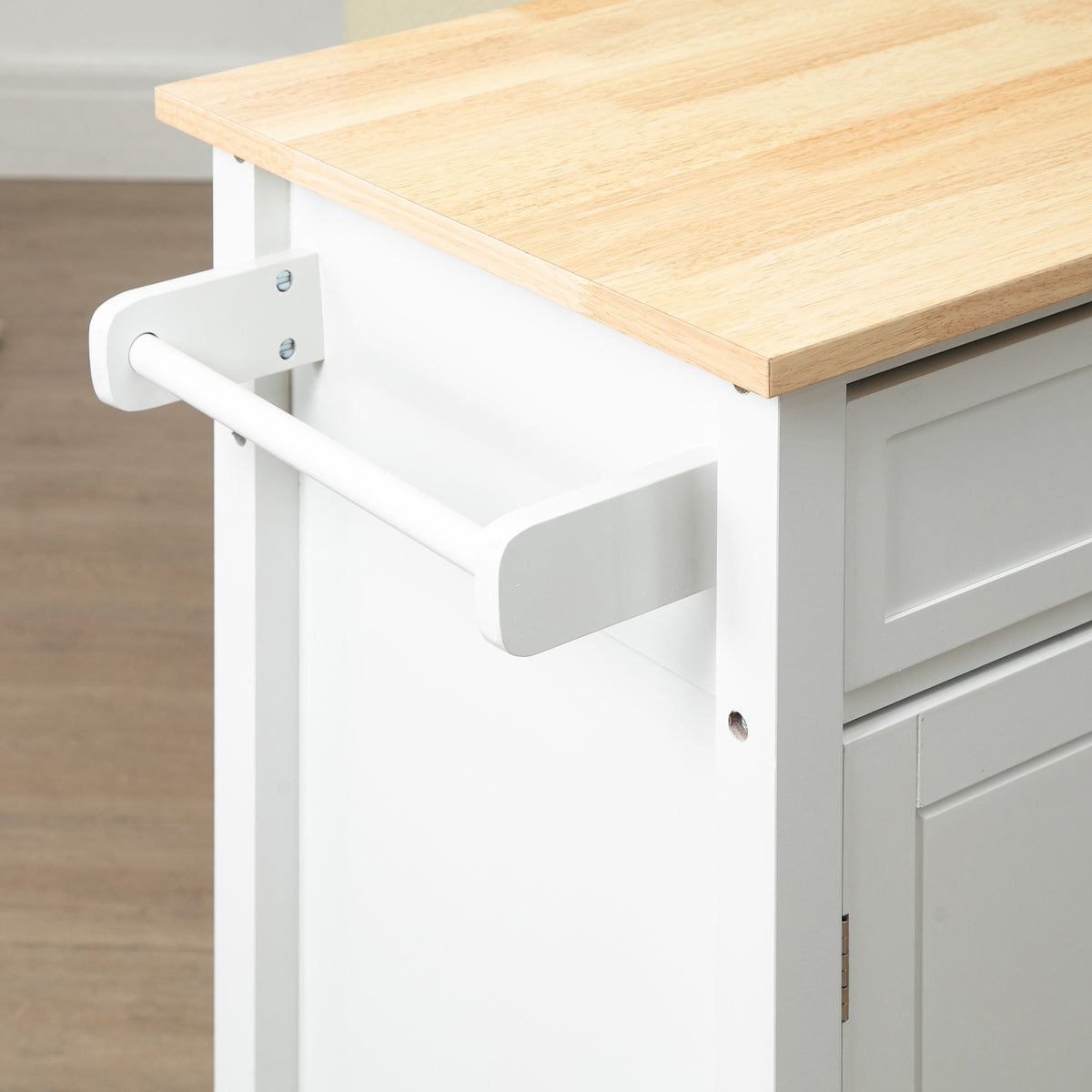 Rolling Kitchen Cart with Wood Top and Drawer – 33"W x 35"H