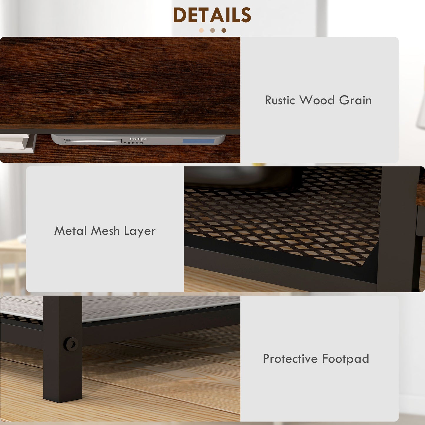 HOMCOM Industrial TV Stand for 80-inch TVs with Open Storage Shelves