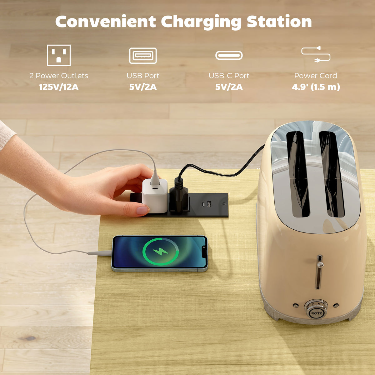 Kitchen Island with Charging Station – 44"W x 33"H