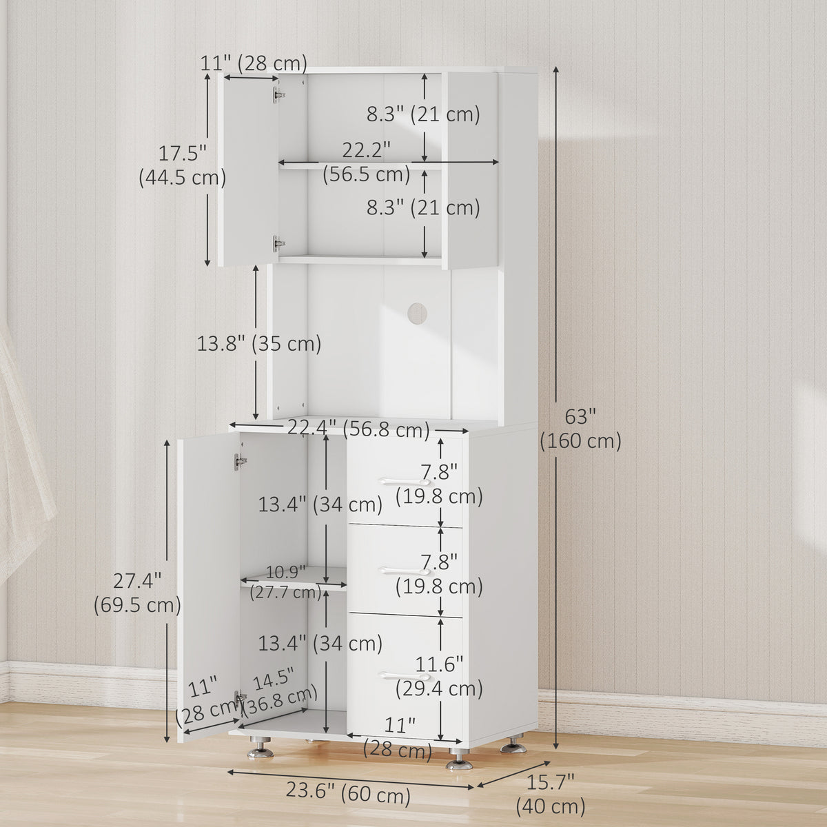 Kitchen Cupboard with Hutch – 24"W x 59"H