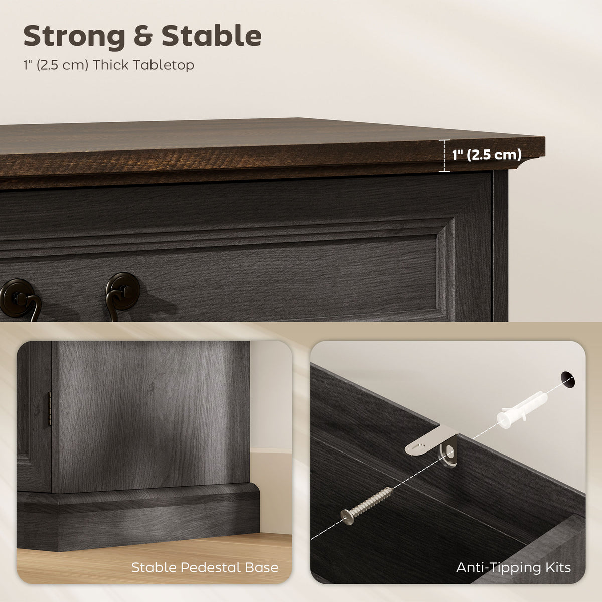 Farmhouse Sideboard with Charging Station – 55"W x 33"H
