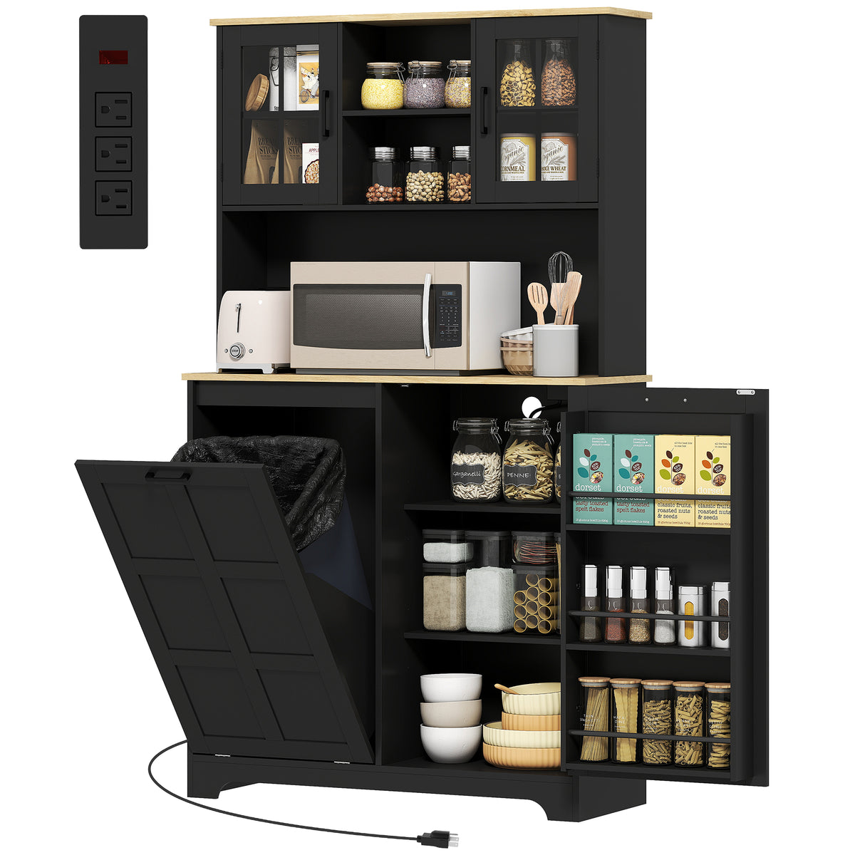 Kitchen Pantry Cabinet with Charging Station – 39"W x 69"H