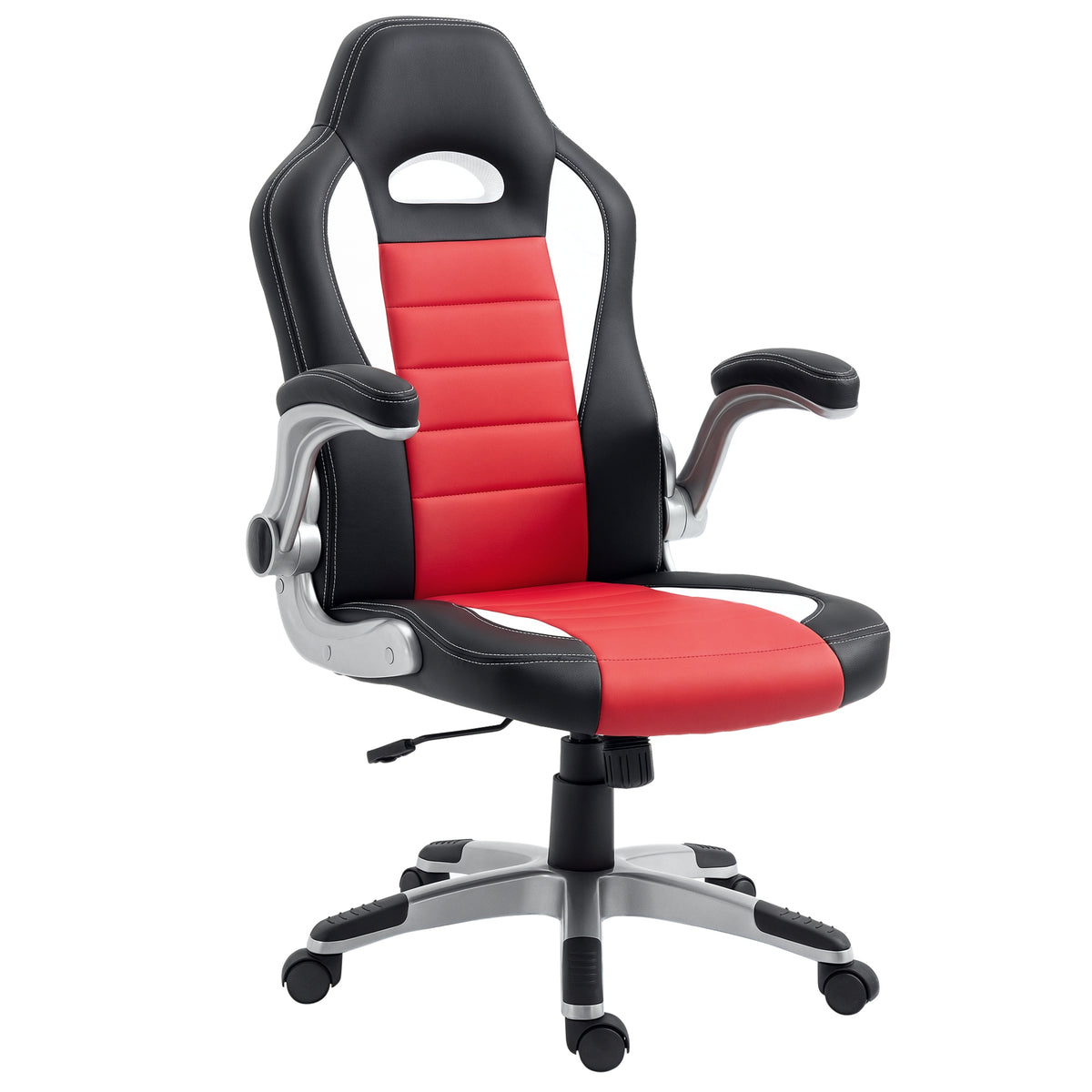Racing Gaming Chair, PU Leather Executive Computer Desk Chair with Adjustable Height, Red
