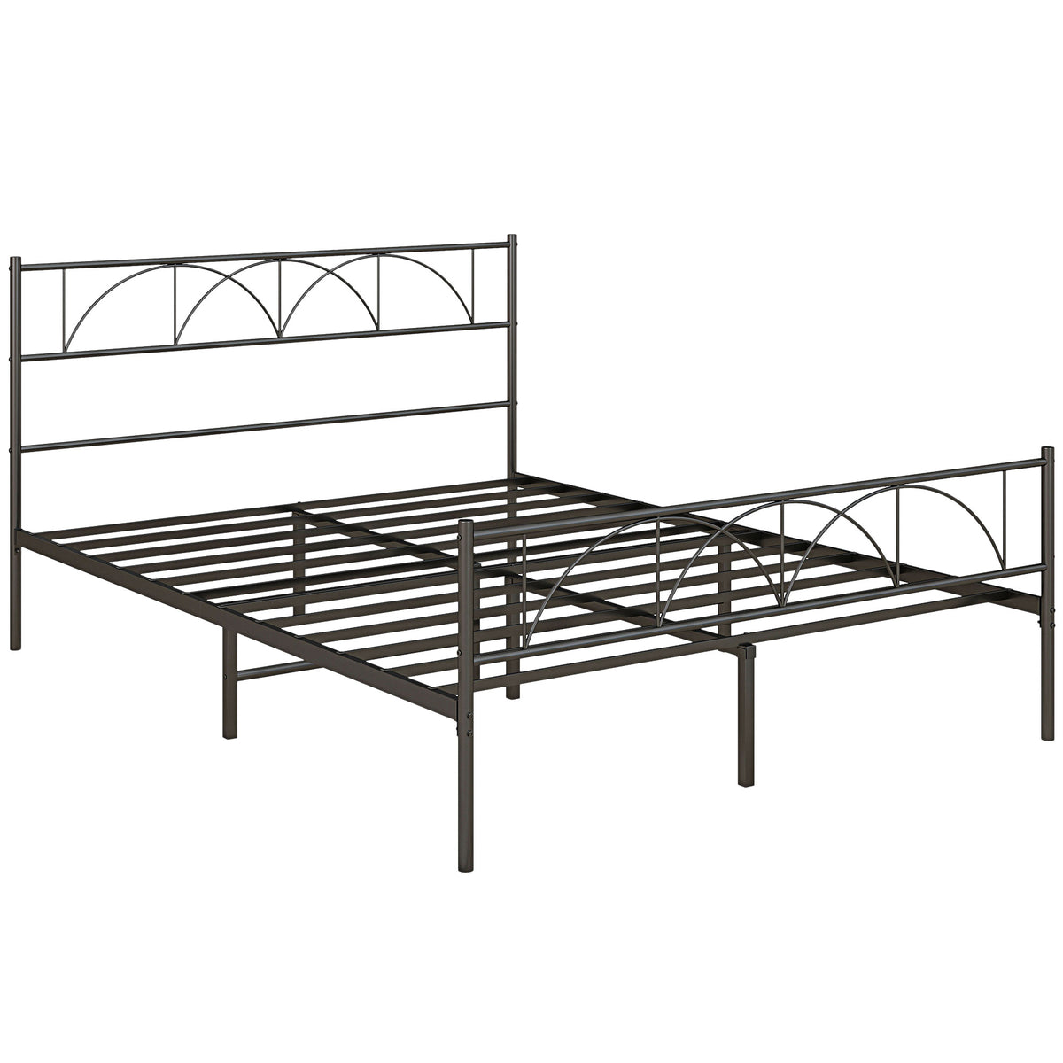 Metal Platform Bed Frame with Headboard and Footboard