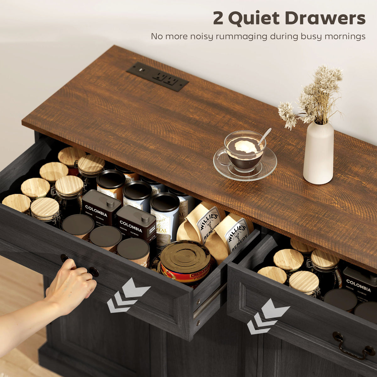 Farmhouse Sideboard with Charging Station – 55"W x 33"H