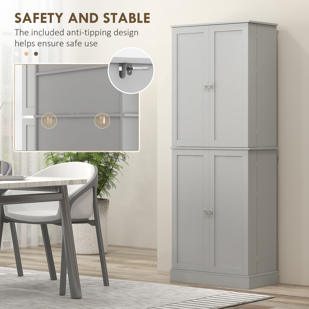 Kitchen Pantry Cabinet with 4 Doors and 16 Door Shelves – 24"W x 65"H