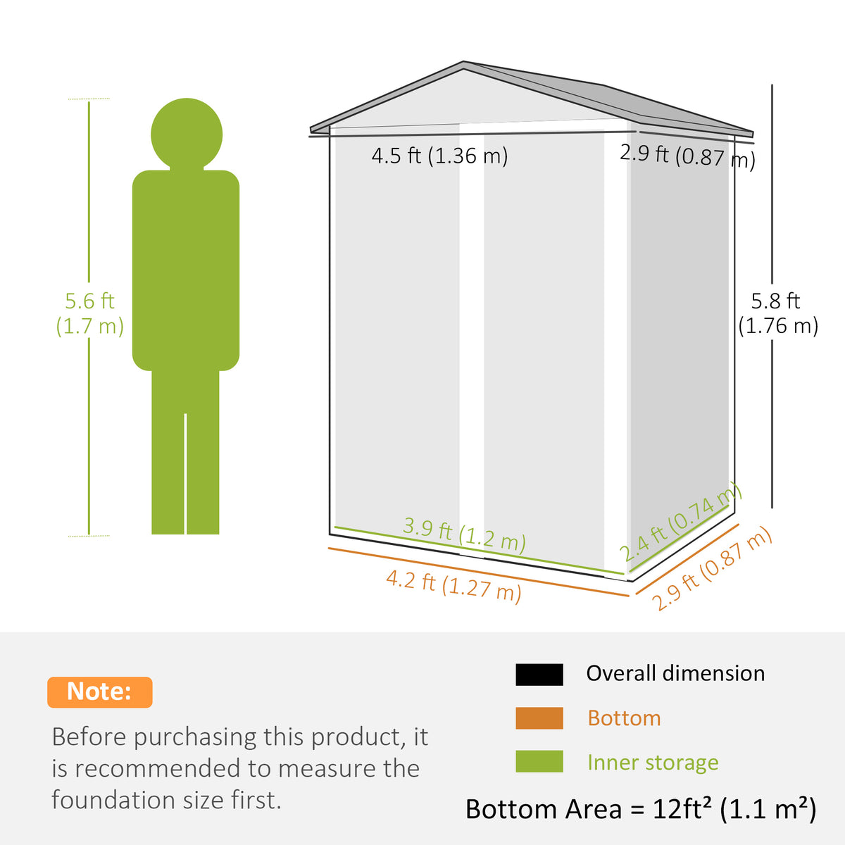 4.5 x 3ft Outdoor Storage Shed, Waterproof Metal Garden Shed with Lockable Door for Backyard, Patio, Lawn – Wood Grain