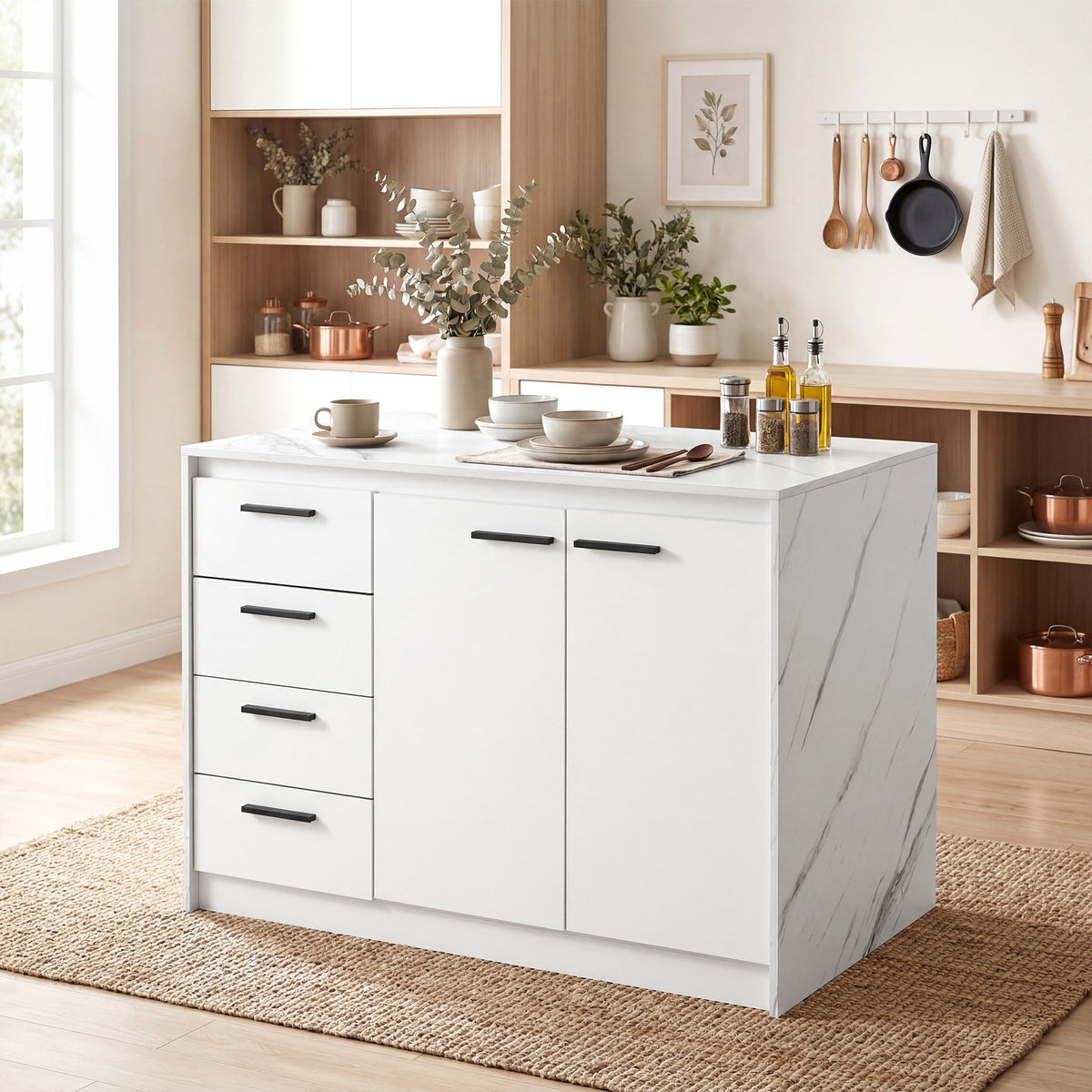 Kitchen Island with Storage Cabinet – 46"W x 36"H