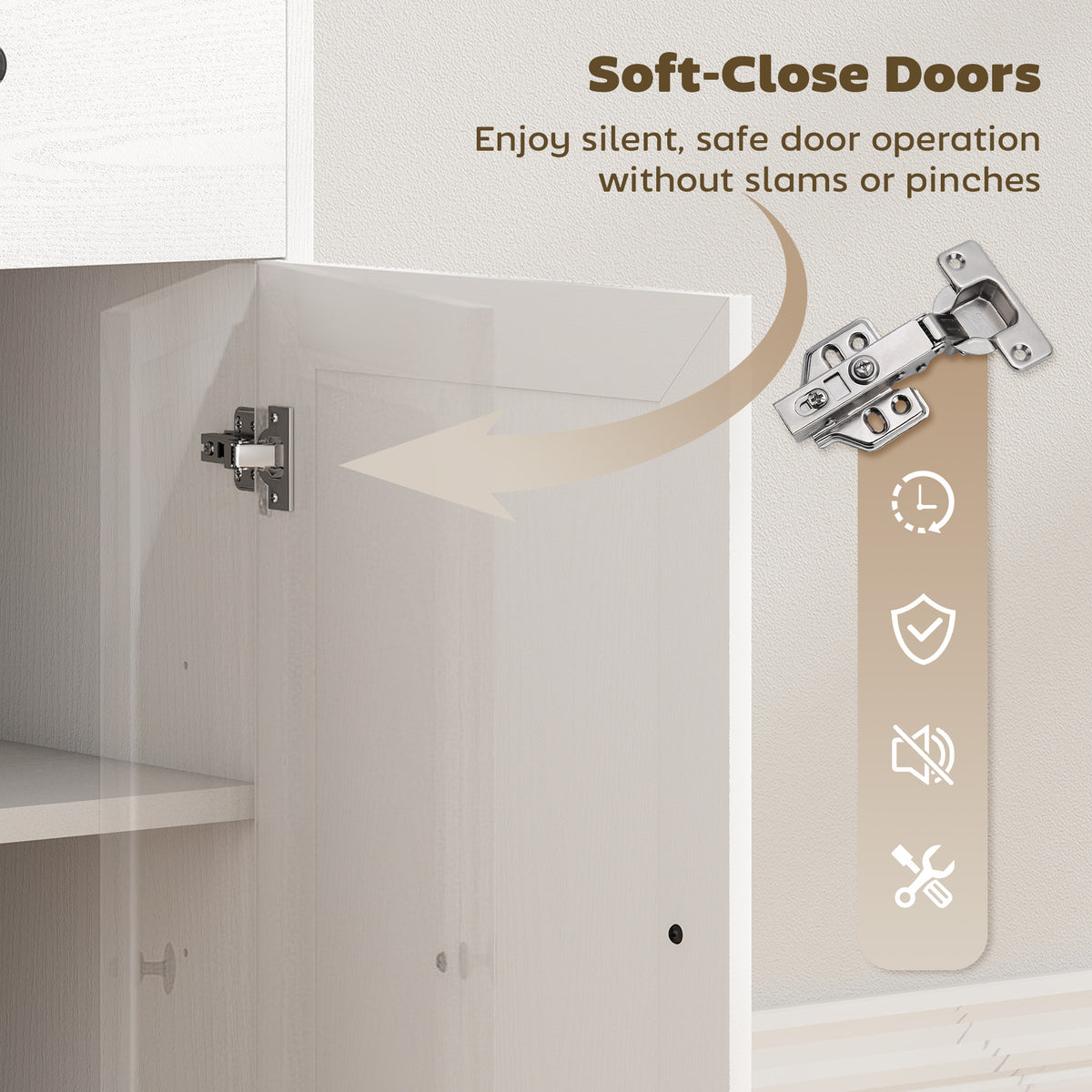 Farmhouse Kitchen Cabinet with Soft-Close Doors – 55"W x 31"H