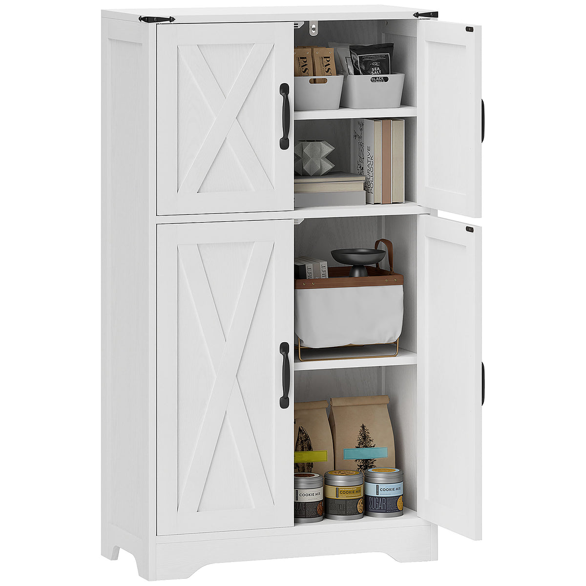 Farmhouse Kitchen Pantry with Barn Doors and Adjustable Shelves – 24"W x 43"H