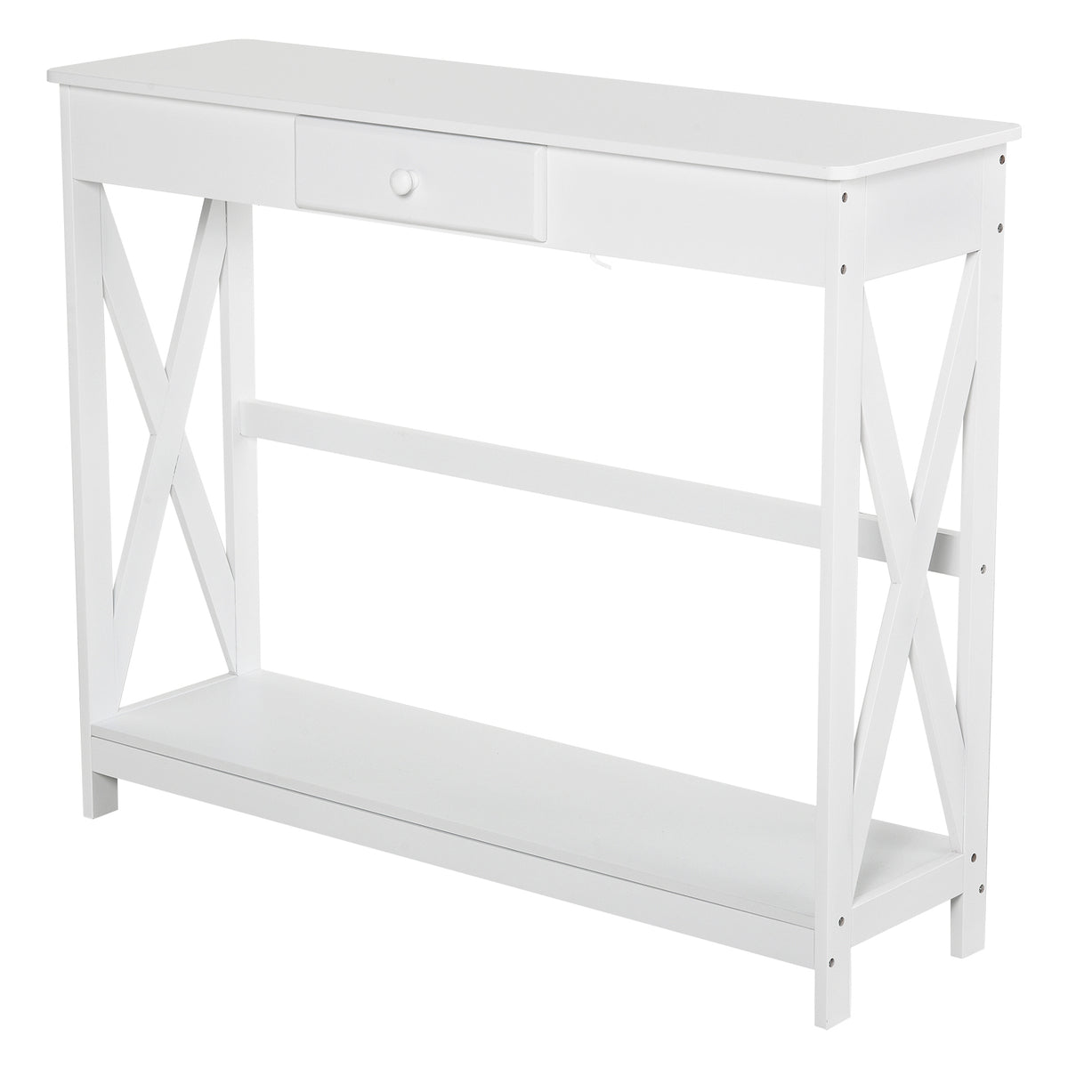 39" 2-Tier X-Design Console Table with Drawer