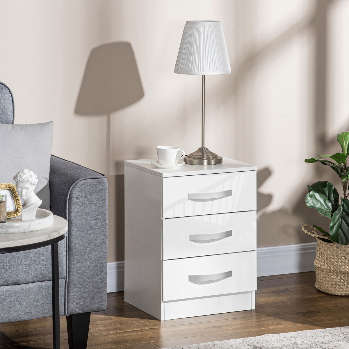 High Gloss Multi-Drawer Nightstands, Set of 2 – 16"W x 22"H
