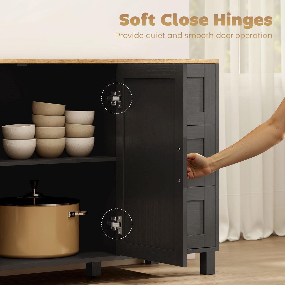 Buffet Cabinet with 3 Drawers and Soft-Close Doors – 47"W x 30"H