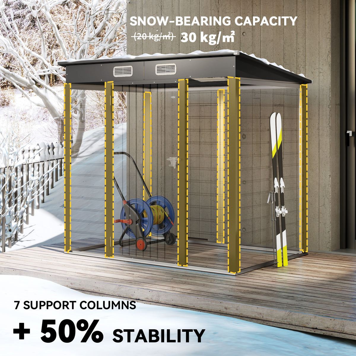 6 x 4FT Galvanized Garden Storage Shed, Metal Outdoor Shed with Double Doors and 2 Vents – Grey
