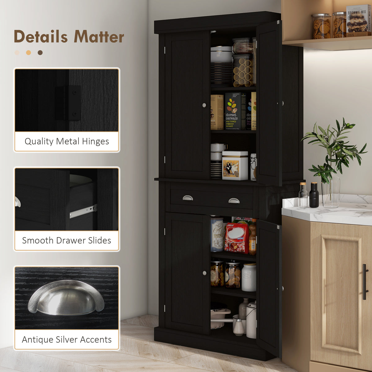 Kitchen Storage Cabinet with 4 Doors – 30"W x 73"H