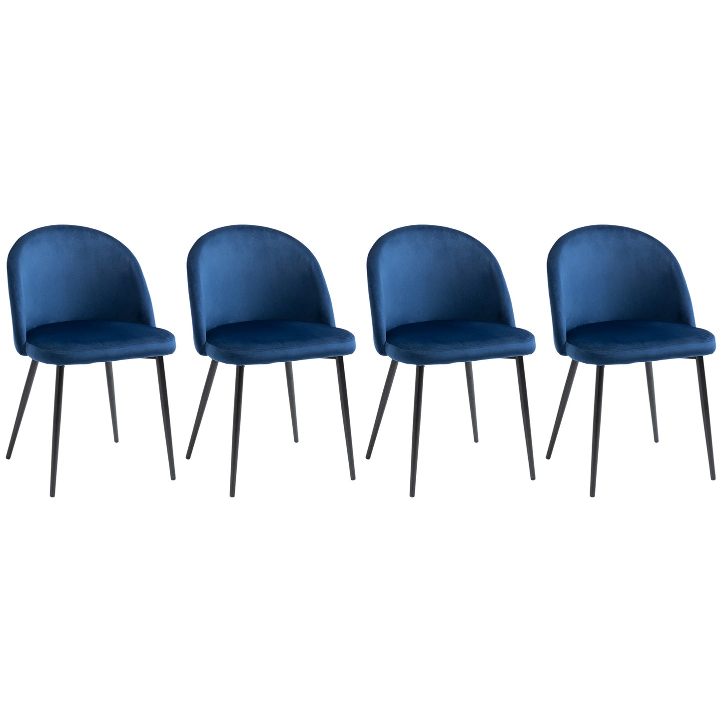 HOMCOM Modern Velvet Dining Chairs Set of 4, Elegant Mid-Back Upholstered Side