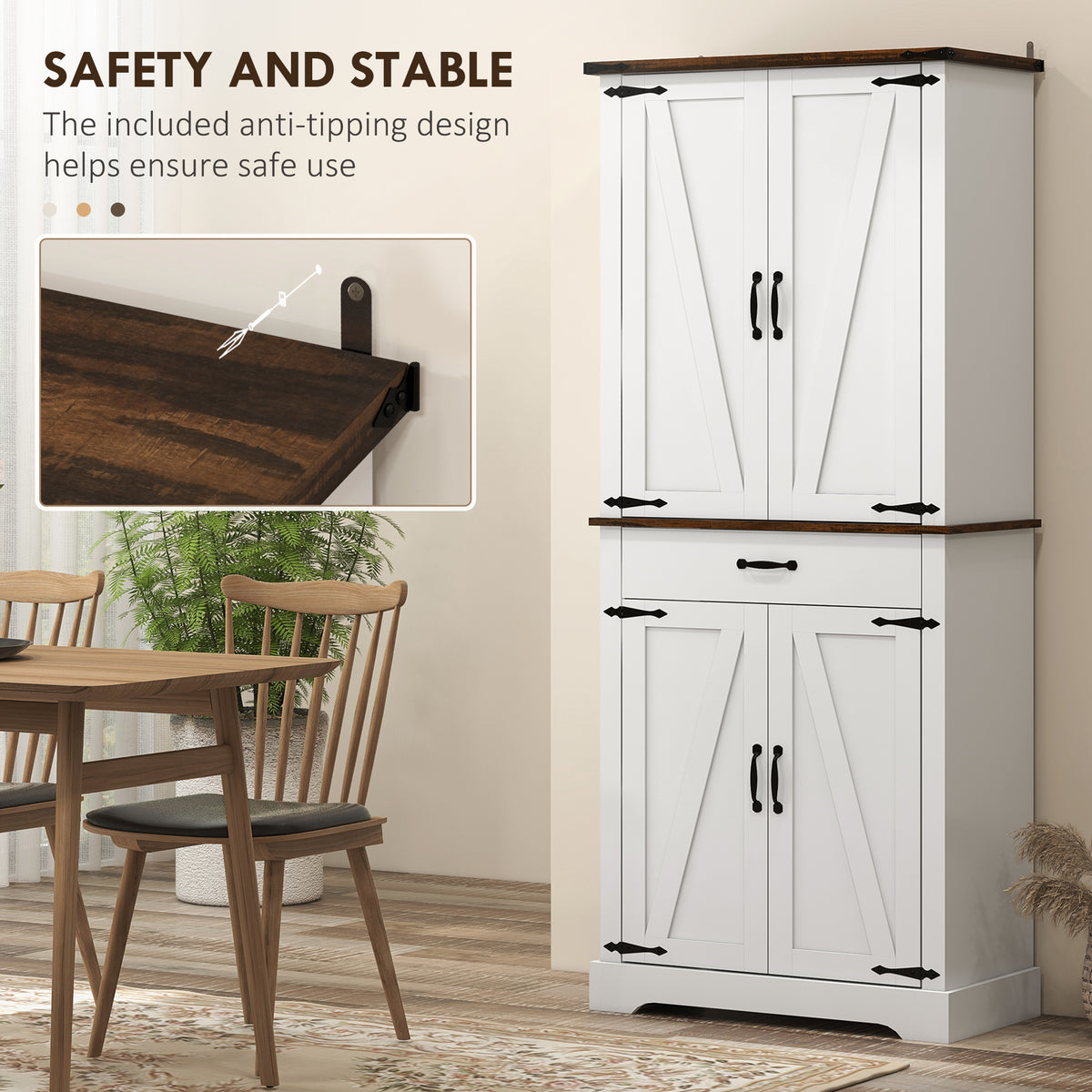 Farmhouse Pantry Cabinet with Barn Doors – 30"W x 71"H
