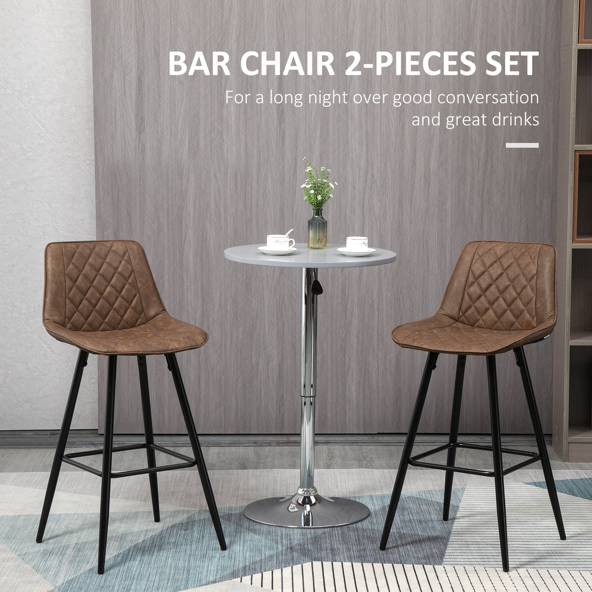 PU Leather 27.75" Counter Height Bar Chairs with Metal Legs, Set of 2