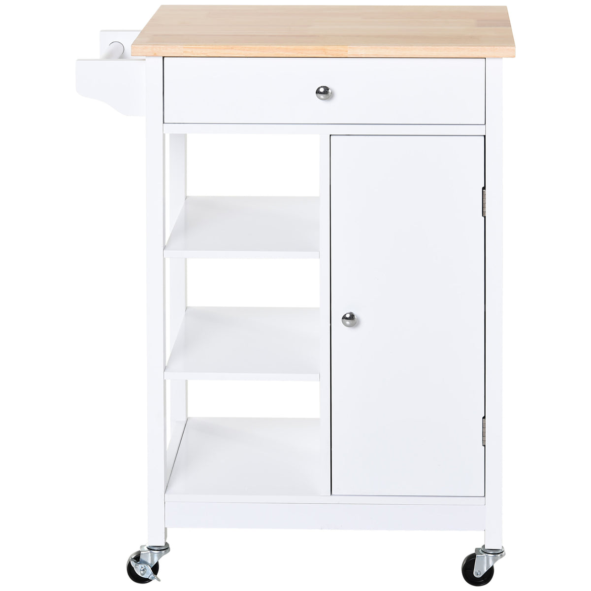 Modern Rolling Kitchen Island Cart with Drawer – 26"W x 34"H