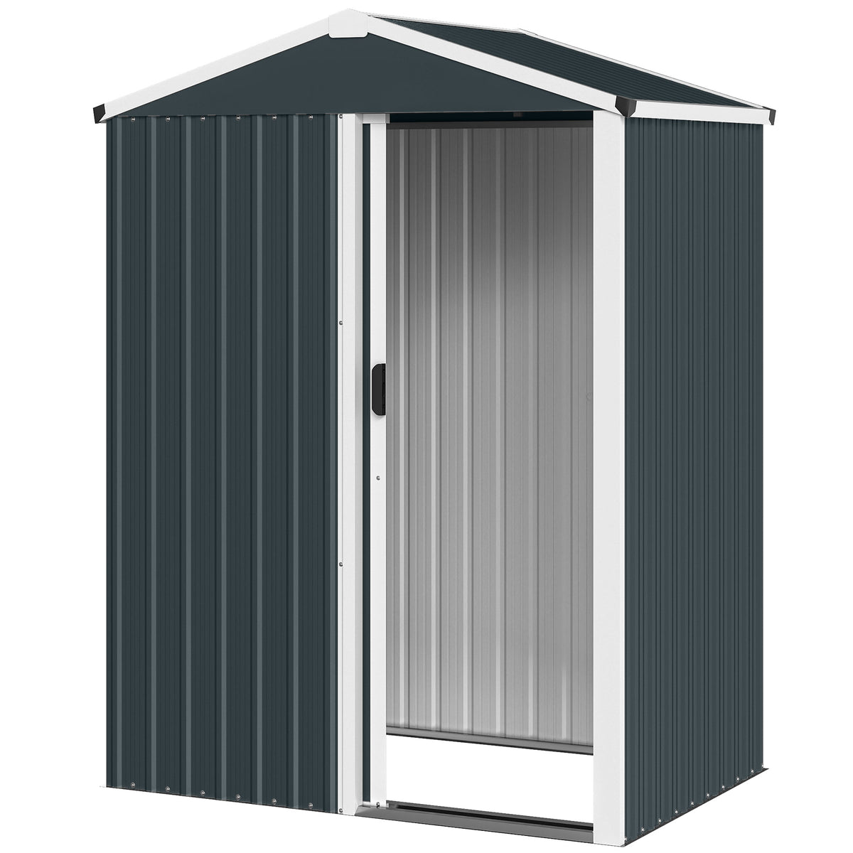 4.5 x 3ft Outdoor Storage Shed, Waterproof Metal Garden Shed with Lockable Door for Backyard, Patio, Lawn – Dark Grey