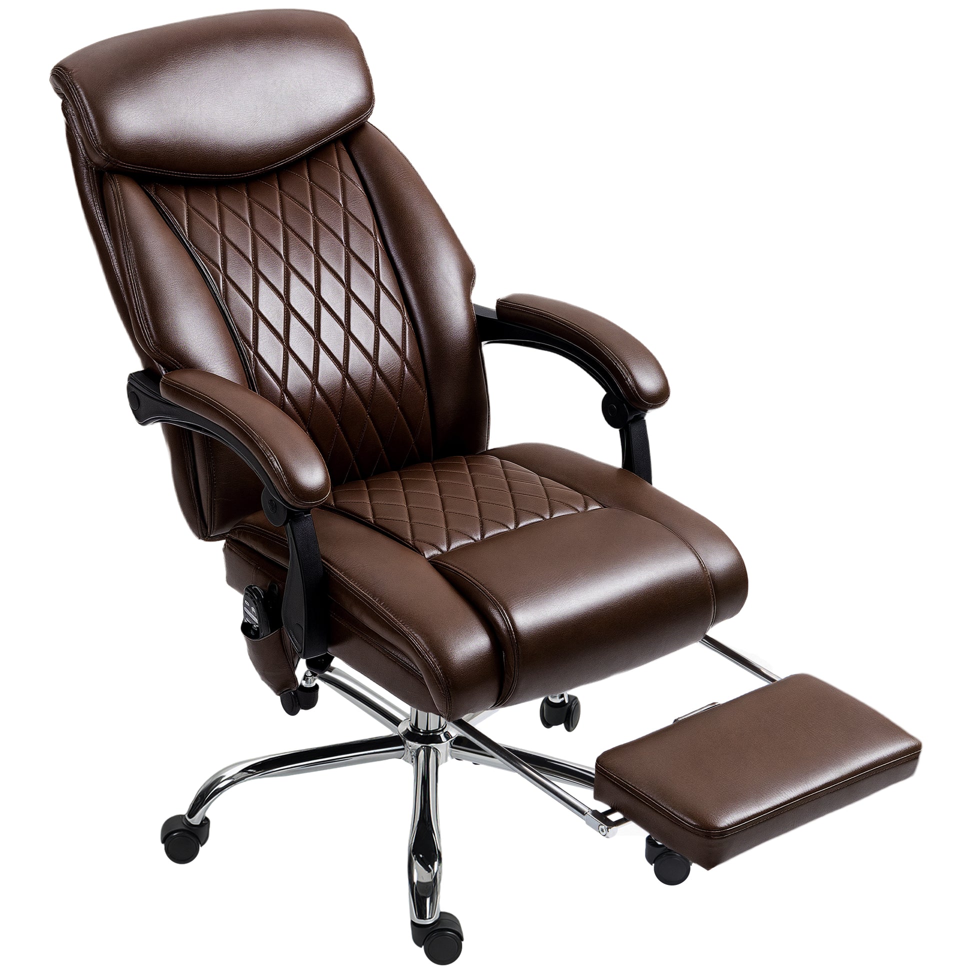 HOMCOM 6-Point Massage Ergonomic Office Chair with Reclining Footrest & Side Pocket