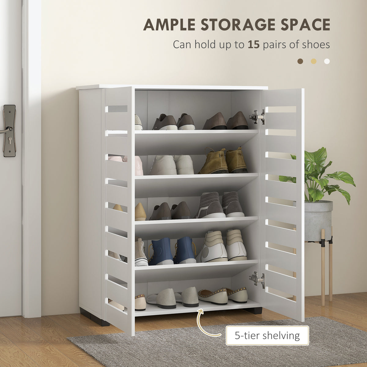 Shoe Cabinet with 2 Slatted Doors – 30"W x 39"H