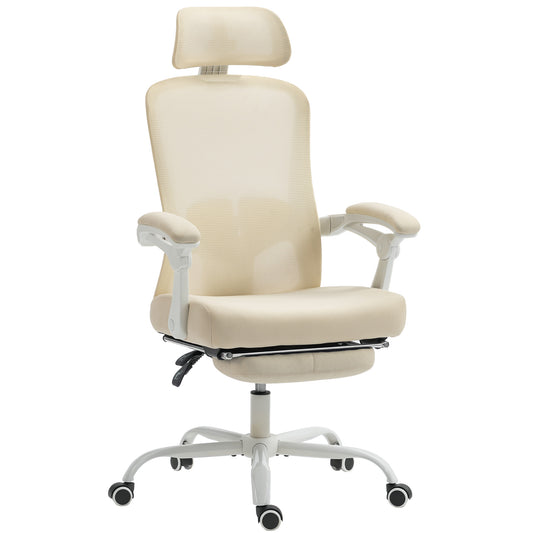 HOMCOM Ergonomic Mesh Office Chair: Reclining, Adjustable Lumbar Support, Headrest, Footrest
