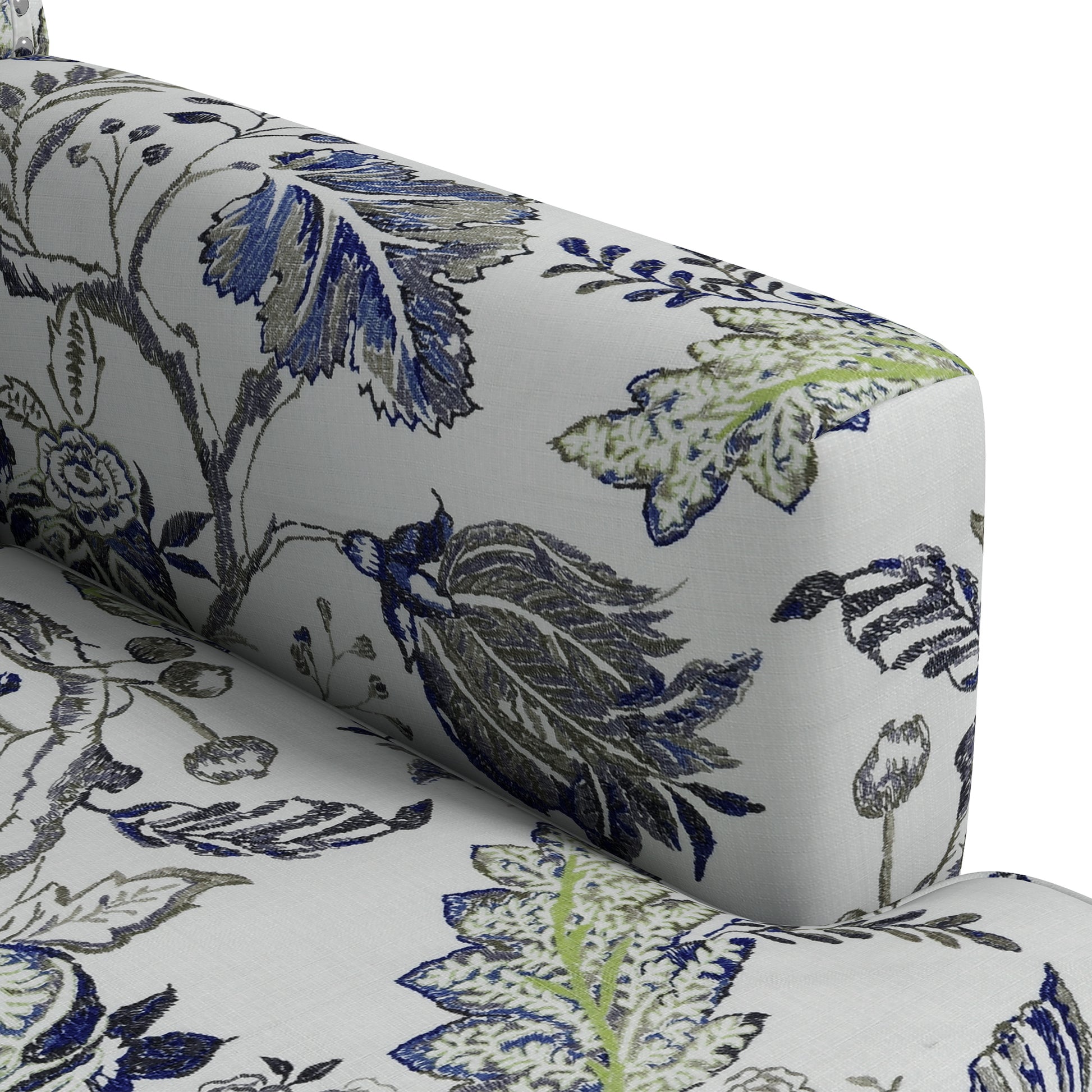 HOMCOM Mid-Century Upholstered Accent Armchair, Floral Pattern, Nailhead Trim, Multicolour