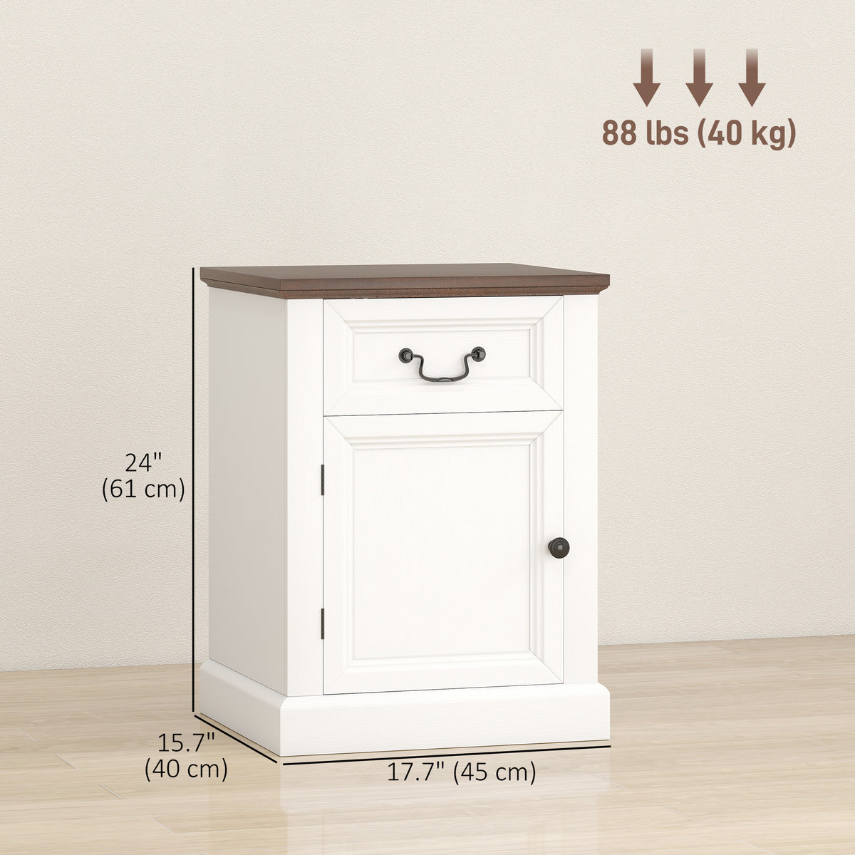 Nightstands with Drawer and Cabinet, Set of 2 – 18"W x 24"H