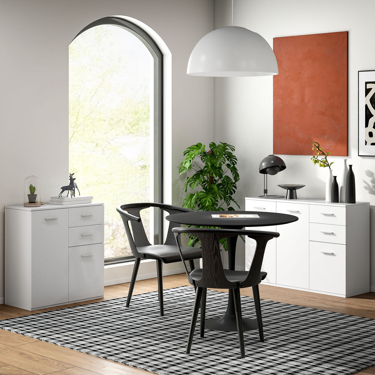 High Gloss Sideboard with 2 Drawers and 2 Doors – 28"W x 30"H