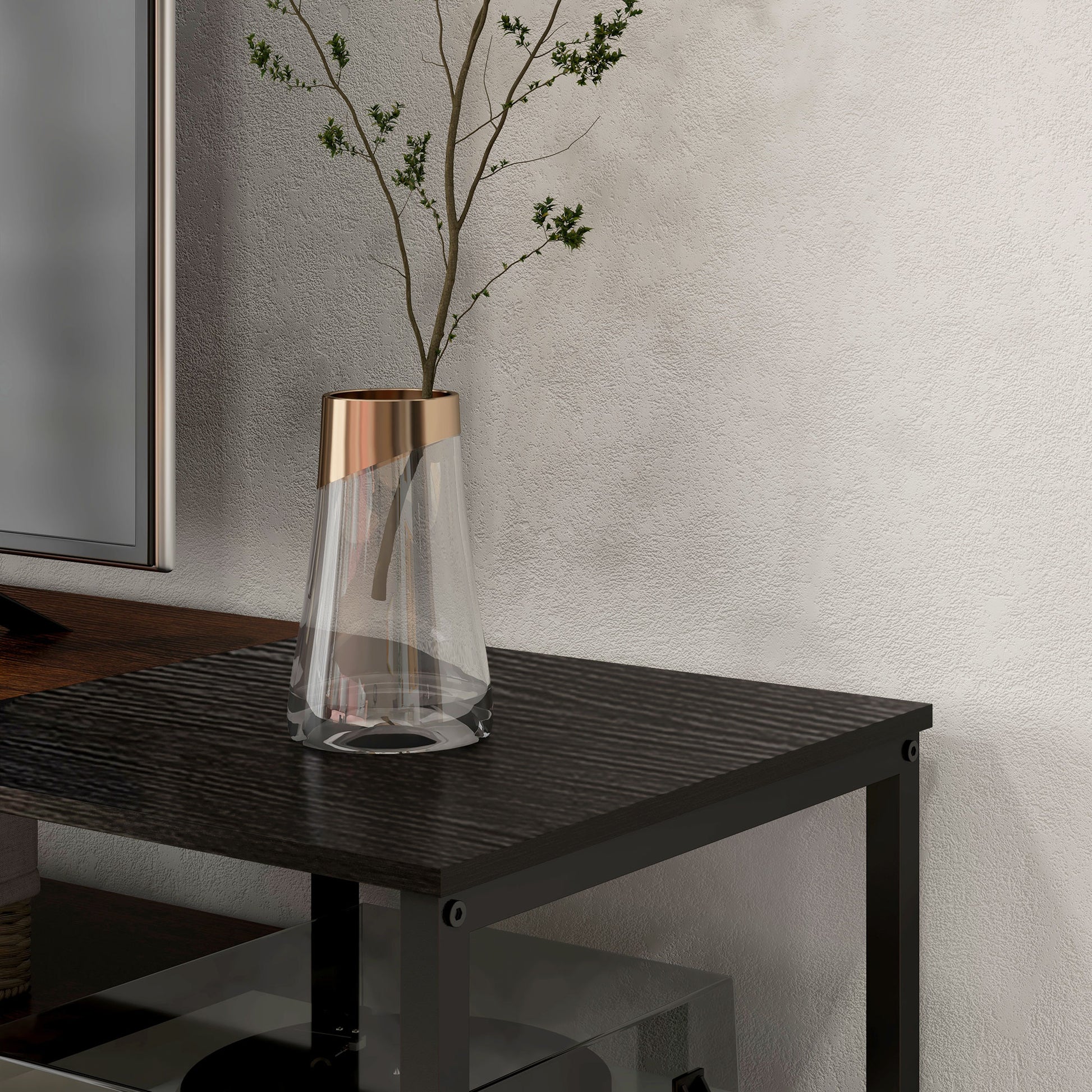 HOMCOM Industrial TV Stand for 80-inch TVs with Open Storage Shelves