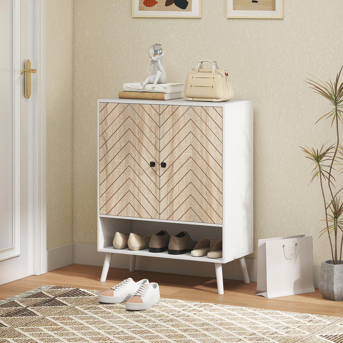 5-Tier Shoe Cabinet with Doors – 30"W x 38"H